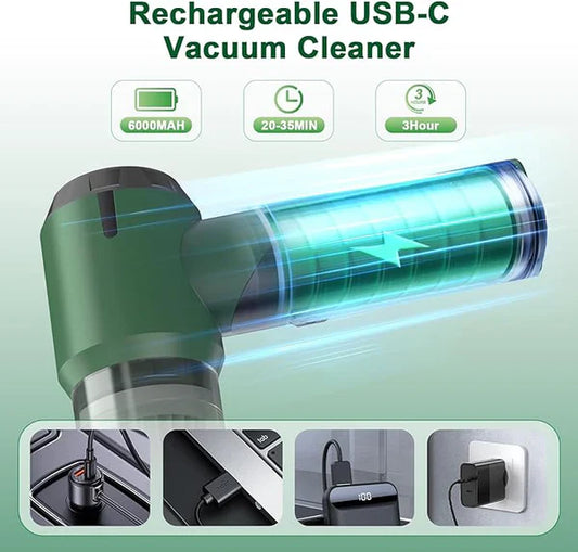 2-in-1 Portable Mini Cordless Handheld Vacuum Cleaner for Car & Home