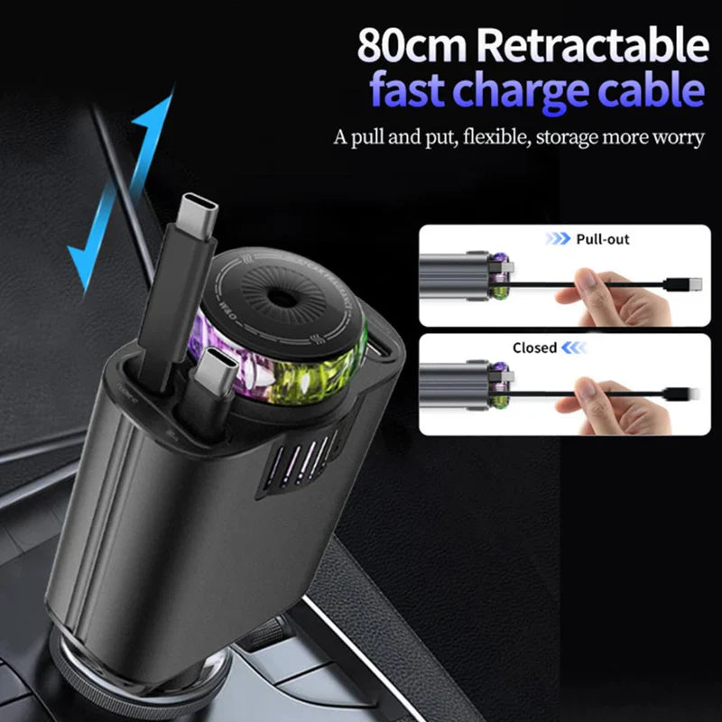 5-in-1 Starlight Car Charger Fast Charging USB Car Adapter with Ambient Light