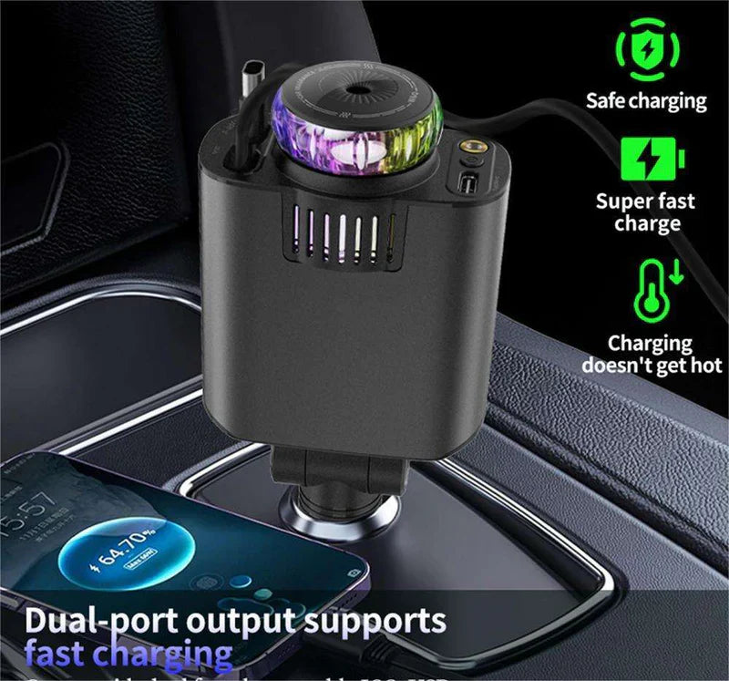 5-in-1 Starlight Car Charger Fast Charging USB Car Adapter with Ambient Light