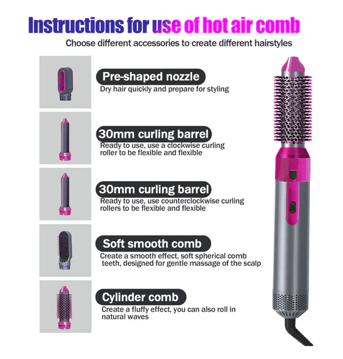 5-in-1 Hot Air Brush – Hair Dryer, Styler & Volumizer ✨