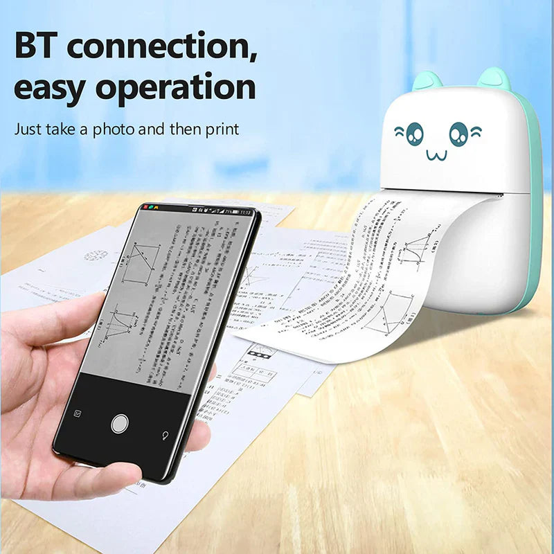 Portable Mini Pocket Printer Bluetooth Thermal Printer for Mobile | Wireless Inkless Printing